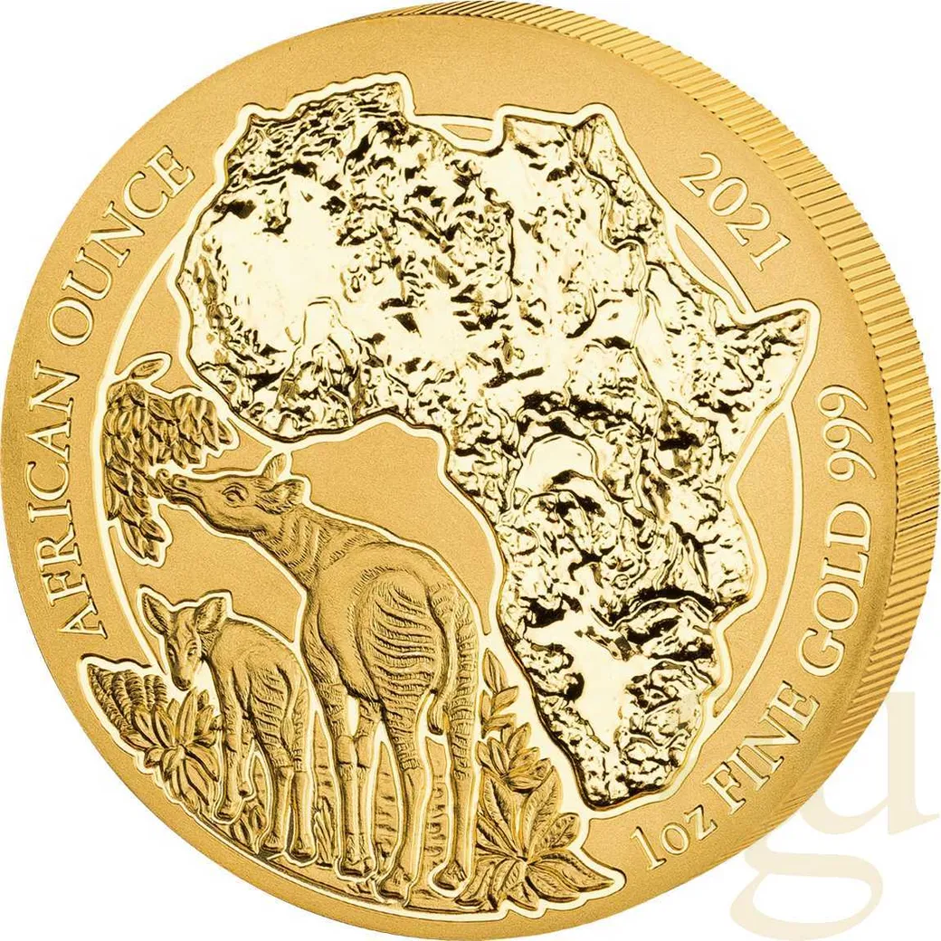 1 Unze Goldmünze Ruanda Okapi 2021
