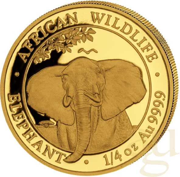 1/4 Unze Goldmünze Somalia Elefant 2021