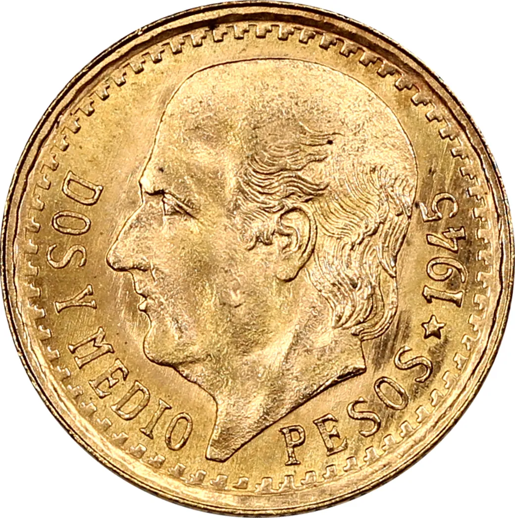 2,5 Dos Y Medio Pesos Goldmünze Mexiko Hidalgo