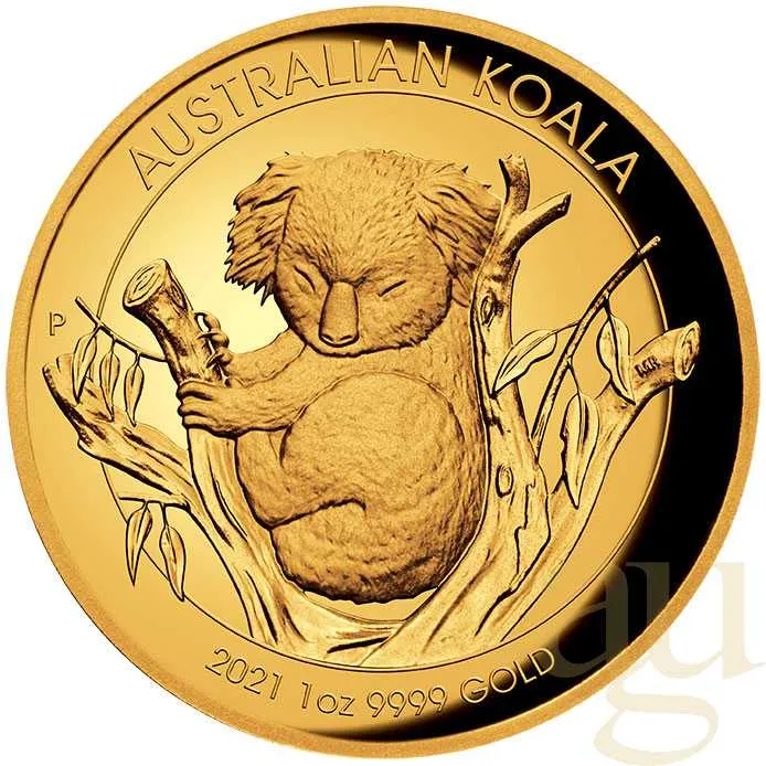 1 Unze Goldmünze Australien Koala 2021 polierte Platte -  High Relief