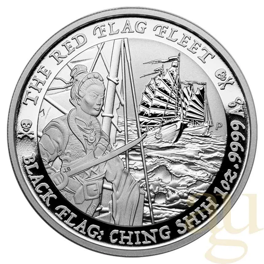 1 Unze Silbermünze Tuvalu - Black Flag - The Red Flag Fleet 2021