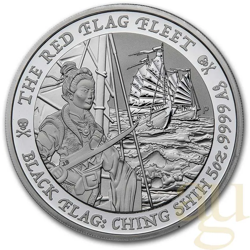 5 Unzen Silbermünze Tuvalu - Black Flag - The Red Flag Fleet 2021