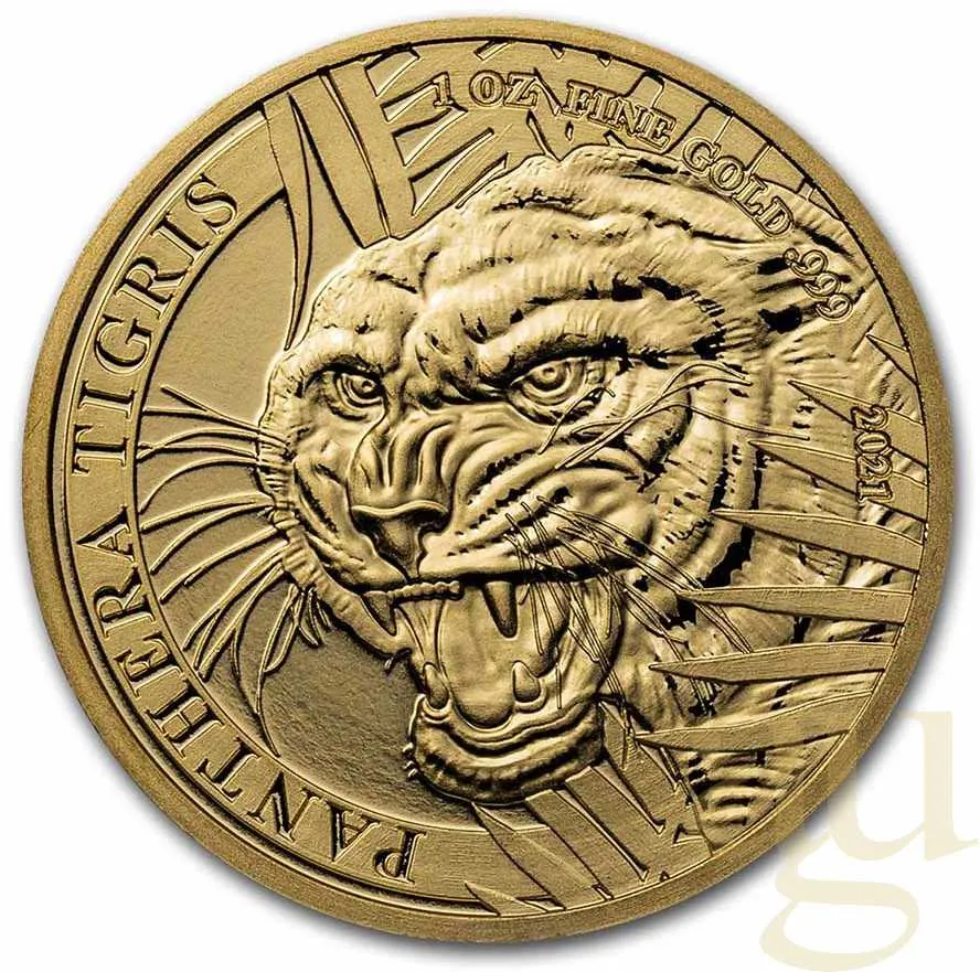 1 Unze Goldmünze Laos Tiger 2021
