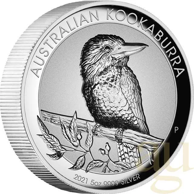 5 Unzen Silbermünze Australien Kookaburra 2021 - High Relief - Incuse - polierte Platte
