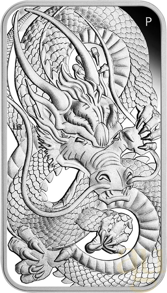 1 Unze Silbermünze Perth Mint Rectangular Dragon 2021 - polierte Platte