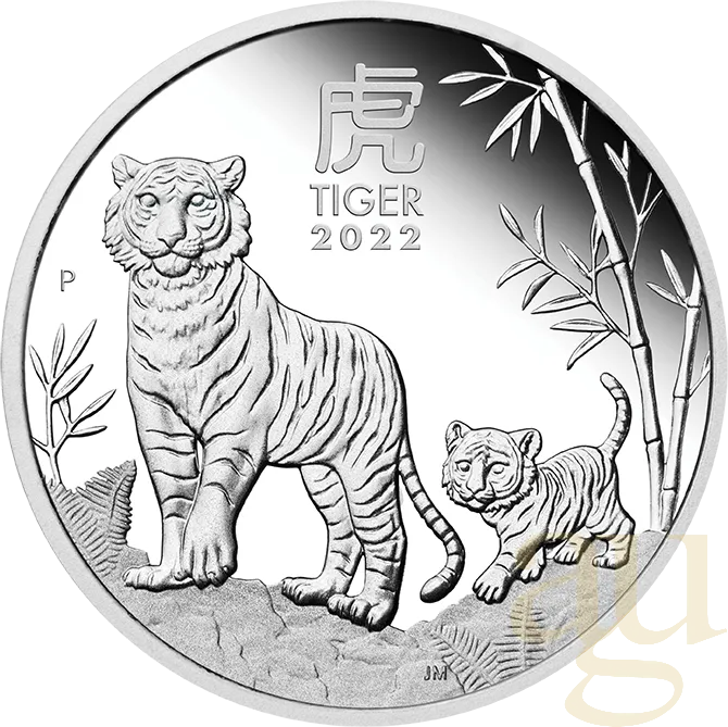 1/2 Unze Silbermünze Australien Lunar III Tiger 2022 - polierte Platte