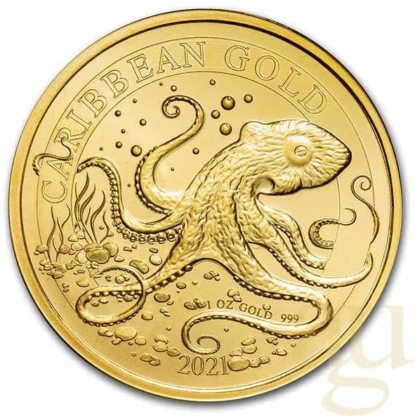 1 Unze Goldmünze Barbados Octopus 2021