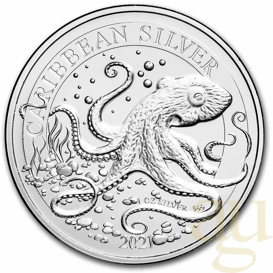 1 Unze Silbermünze Barbados Octopus 2021