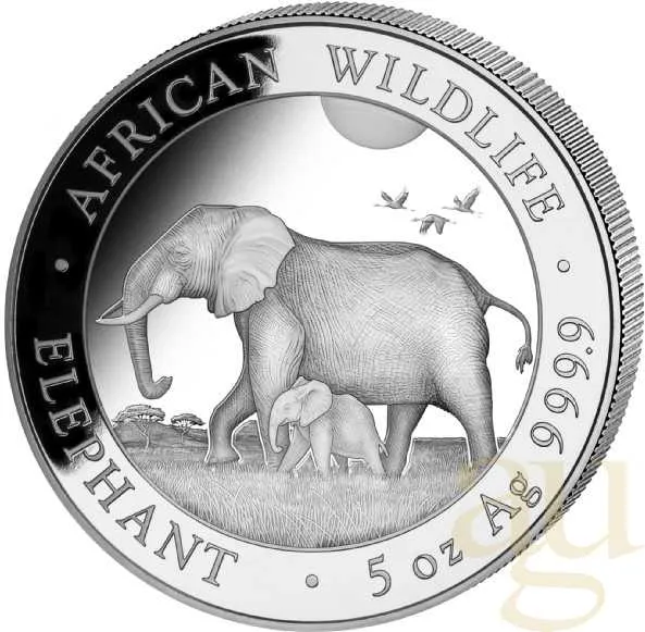 5 Unzen Silbermünze Somalia Elefant 2022