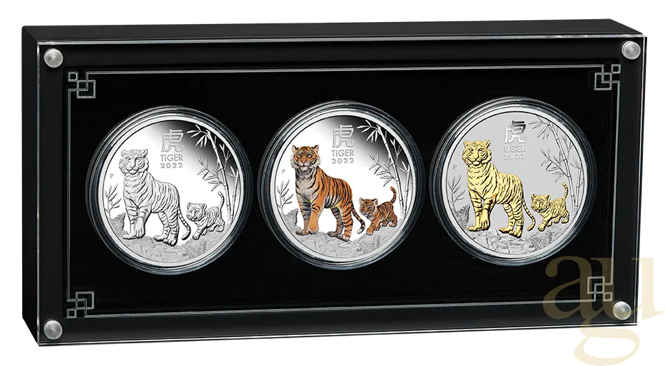 Silbermünze Australien Lunar III Tiger 2022 - Trio Set