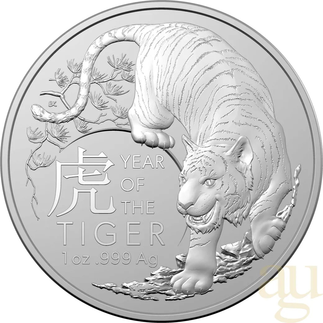 1 Unze Silbermünze Australien RAM Lunar Tiger 2022