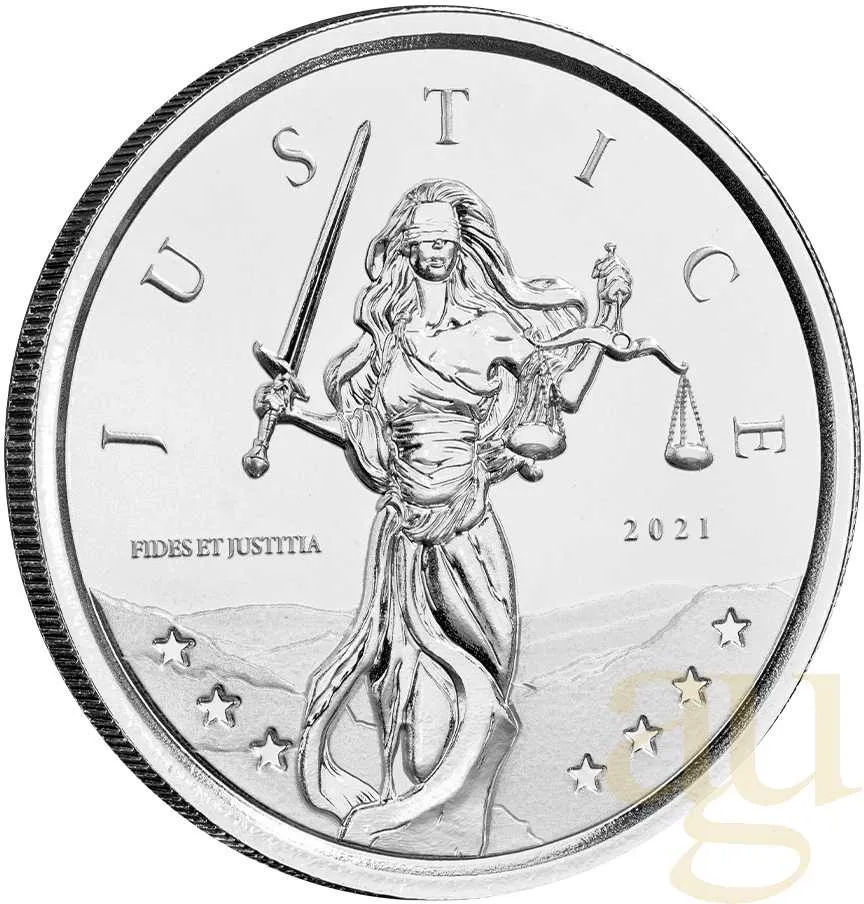 1 Unze Silbermünze Gibraltar Lady Justice 2021