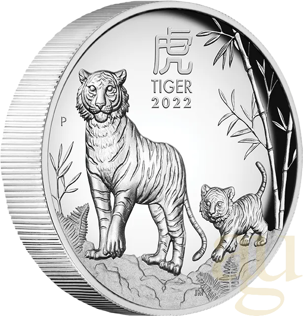 1 Unze Silbermünze Australien Lunar III Tiger 2022 - polierte platte - High Relief