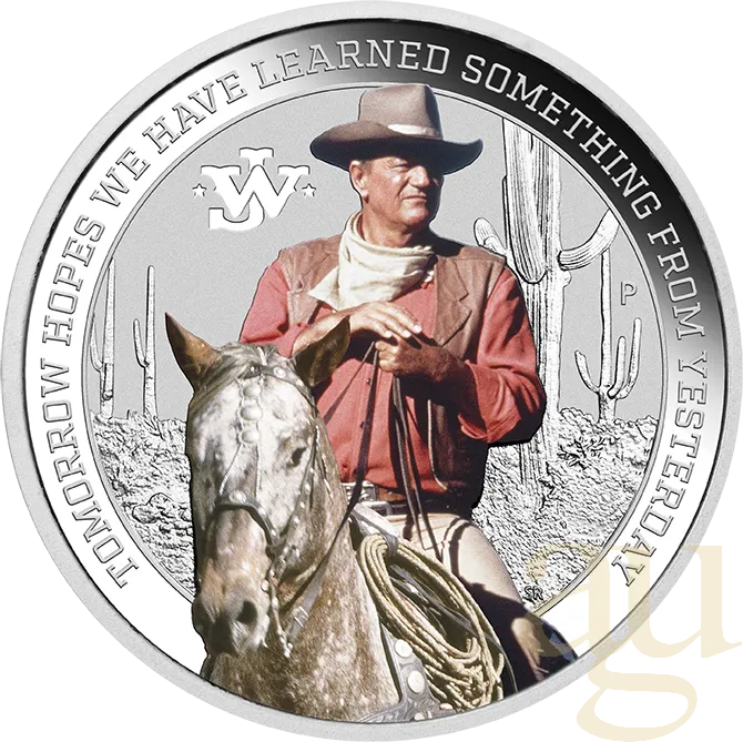 1 Unze Silbermünze Tuvalu - John Wayne 2022 coloriert