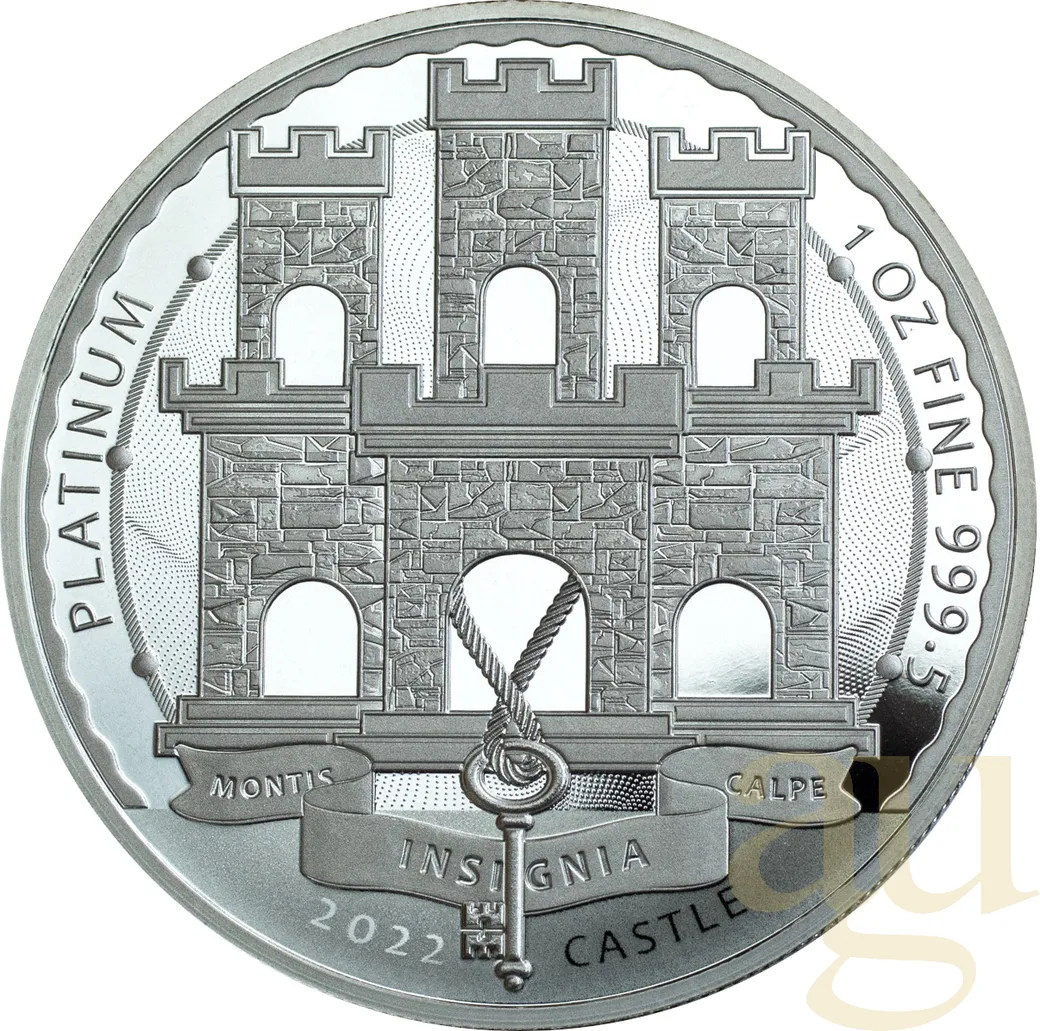 1 Unze Platinmünze Gibraltar Schloss Montis Calpe Insigna 2022