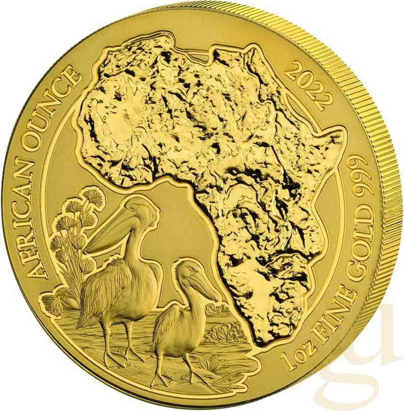 1 Unze Goldmünze Ruanda Pelikan 2022