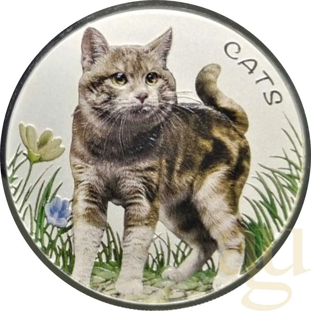 1 Unze Silbermünze Fiji Cats 2022 - coloriert