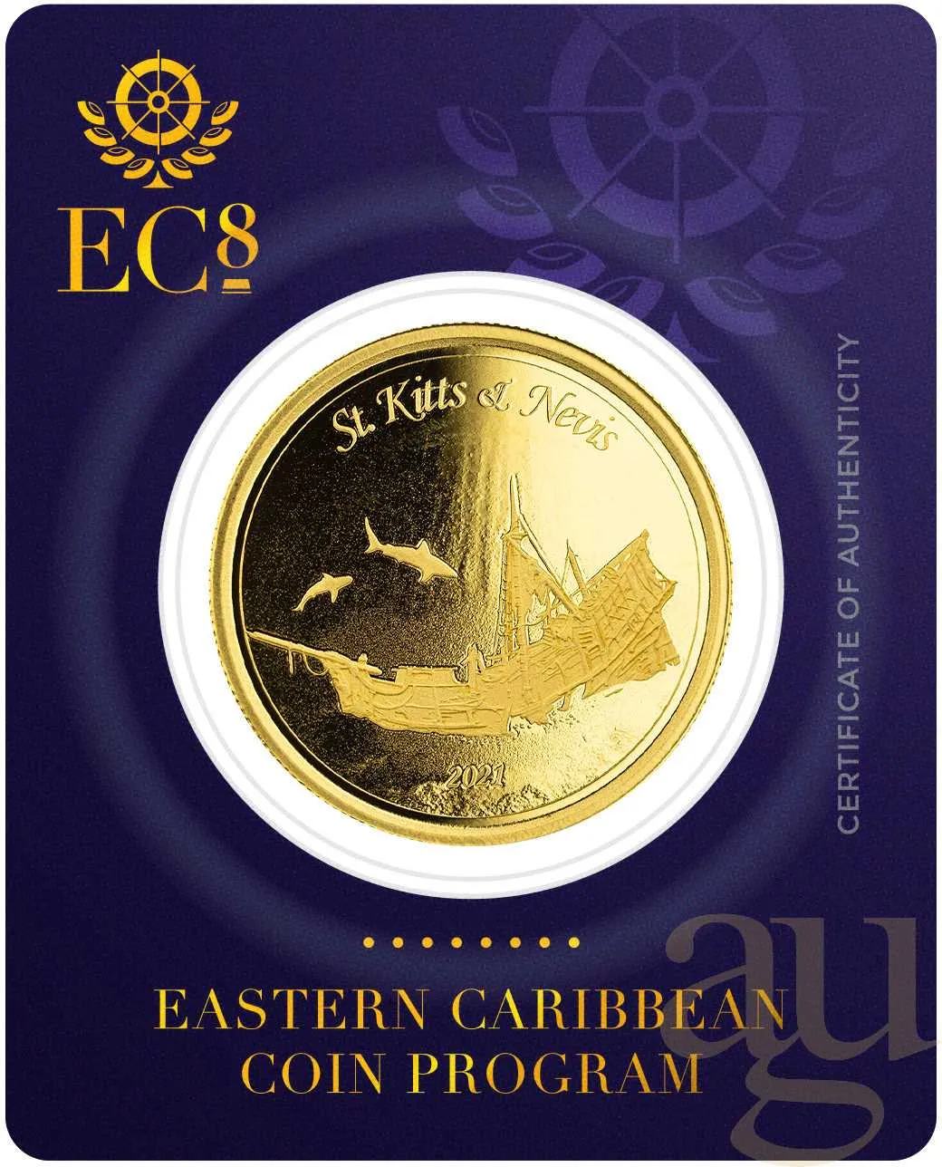 1 Unze Goldmünze EC8 St. Kitts & Nevis - Shipwreck 2021