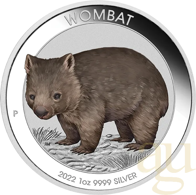1 Unze Silbermünze Australien Wombat 2022 coloriert - Coincard