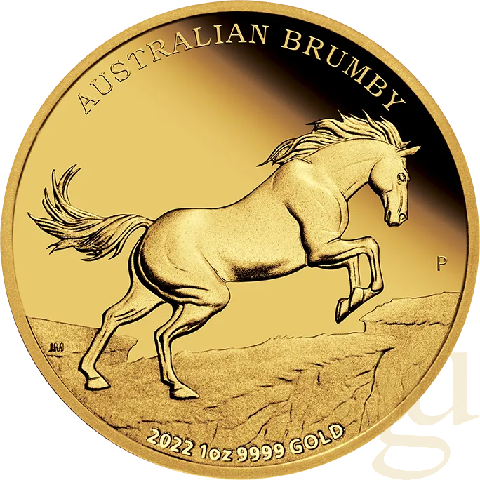 1 Unze Goldmünze Australien Brumby 2022 - polierte Platte
