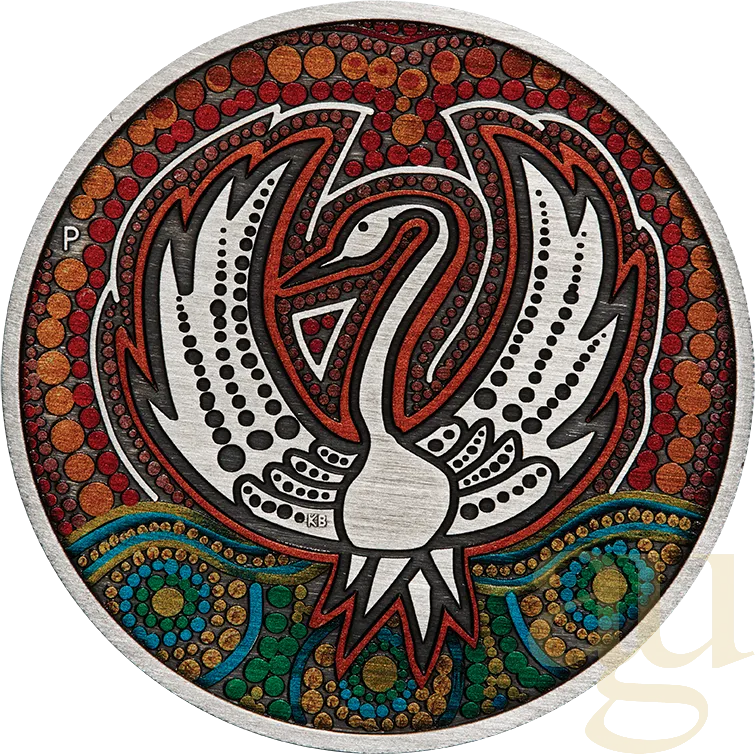 2 Unzen Silbermünze Australien Black Swan Maali 2022 Antik Finish - coloriert