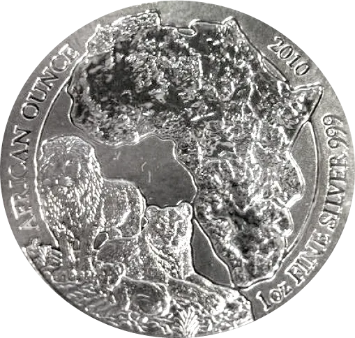 1 Unze Silbermünze Ruanda Löwe 2010