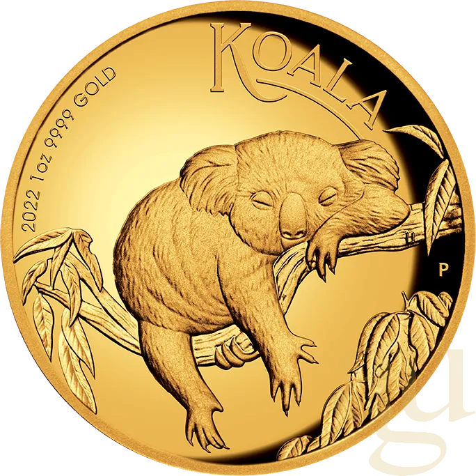 1 Unze Goldmünze Australien Koala 2022 polierte Platte - High Relief