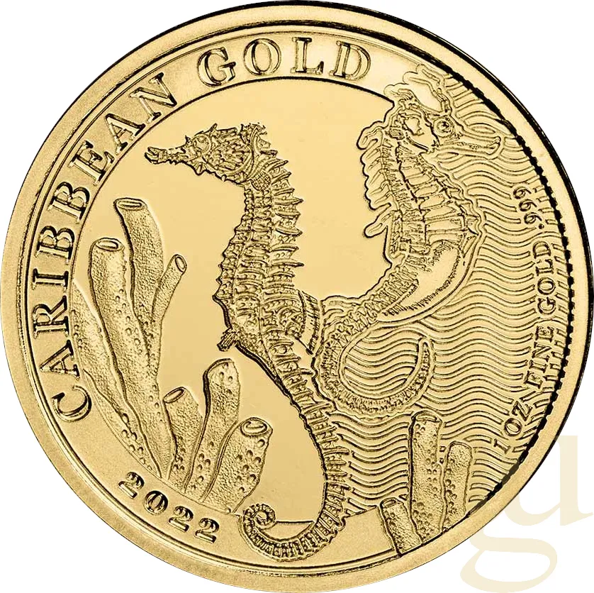 1 Unze Goldmünze Barbados Seepferdchen 2022