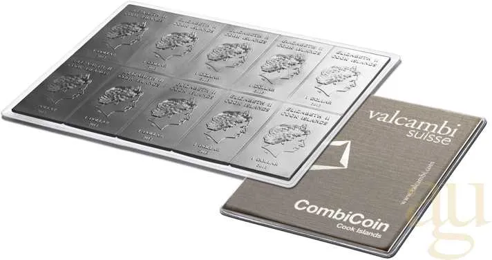 10 x 10g Silber Tafelbarren - Cook Islands CombiCoin