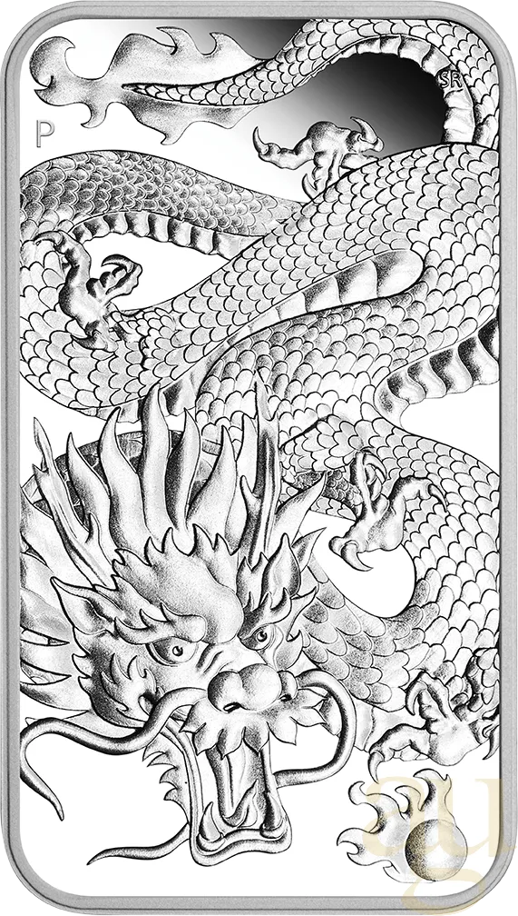 1 Unze Silbermünze Perth Mint Rectangular Dragon 2022 - polierte Platte