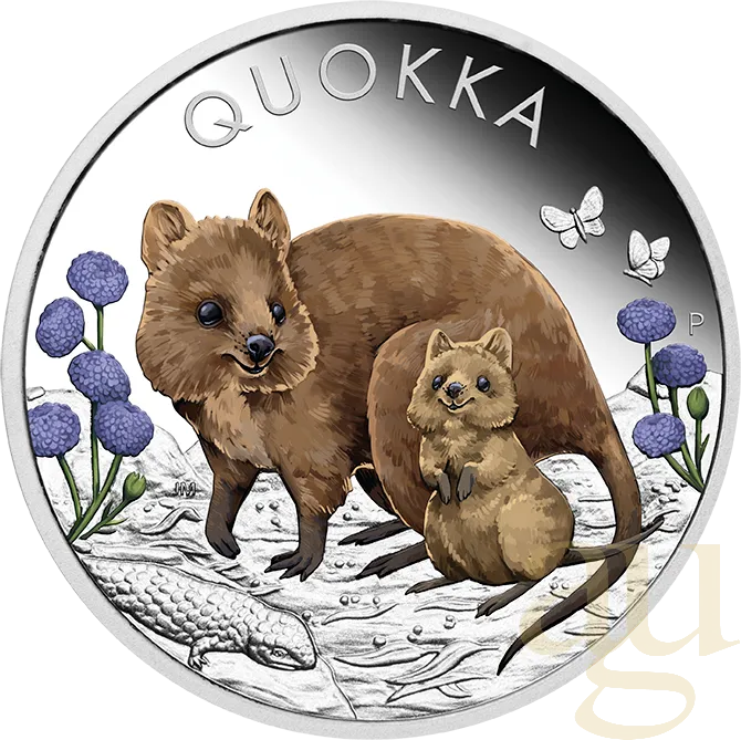 1 Unze Silbermünze Australien Quokka 2022 coloriert - polierte Platte