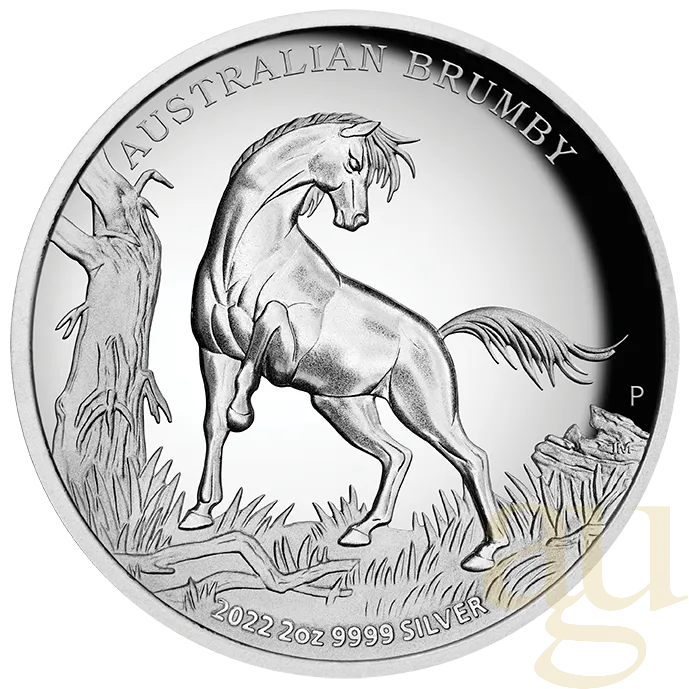 2 Unzen Silbermünze Australien Brumby 2022 - High Relief - polierte Platte
