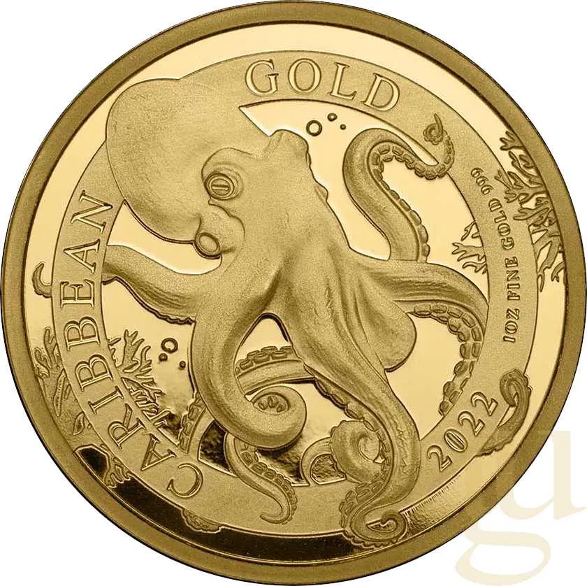 1 Unze Goldmünze Barbados Octopus 2022