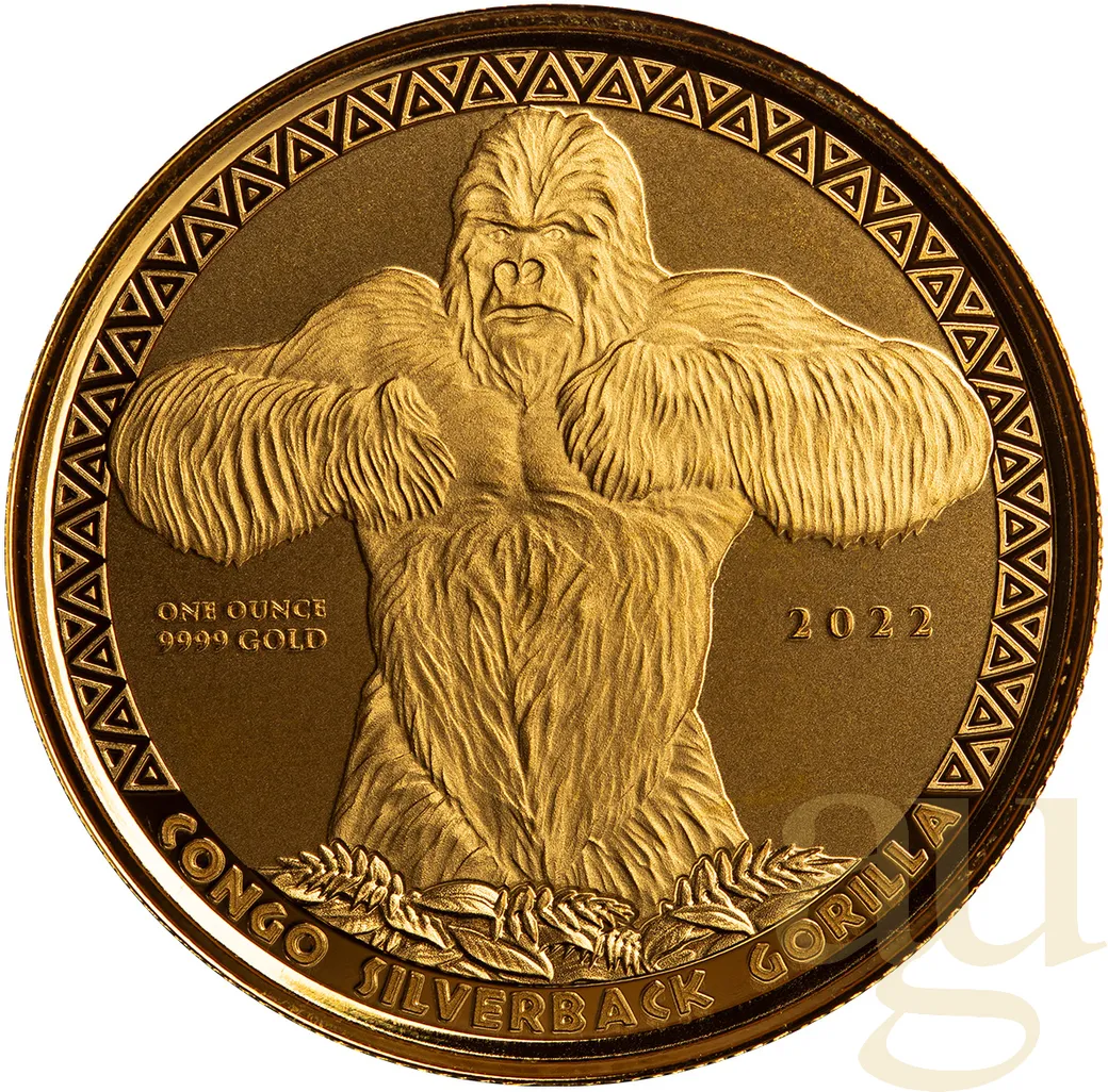 1 Unze Goldmünze Kongo Gorilla 2022