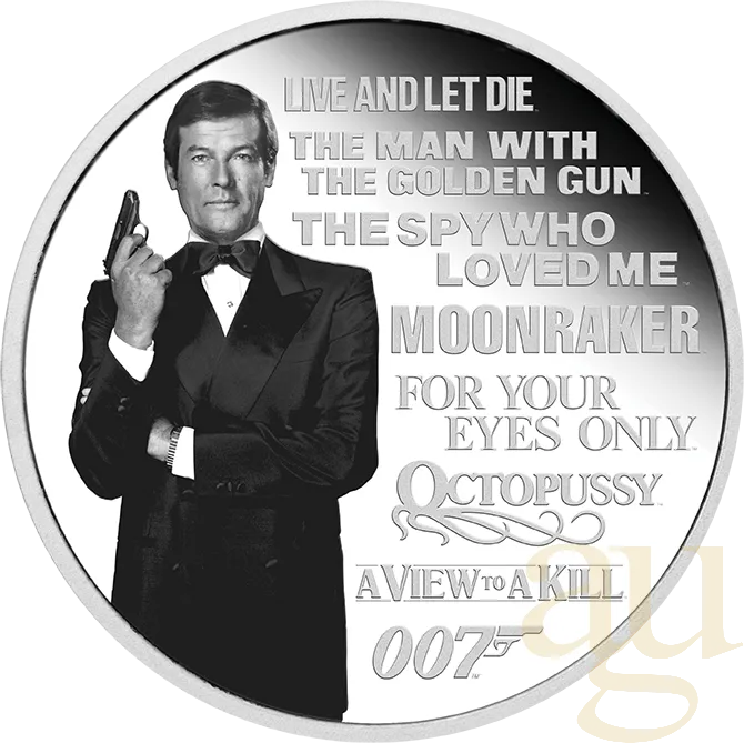 1 Unze Silbermünze Tuvalu James Bond 007 - Roger Moore 2022 - proof coloriert