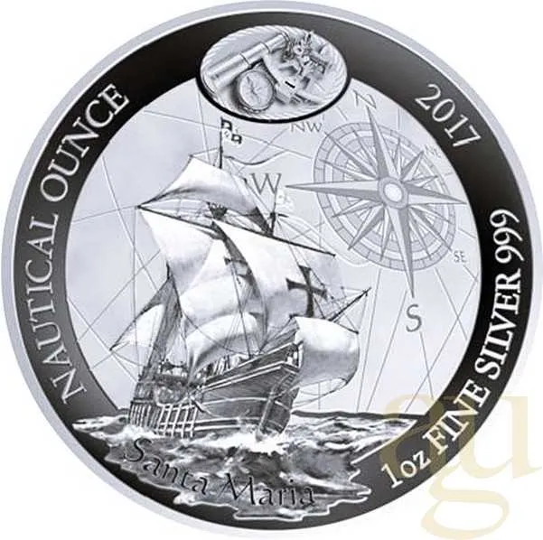 1 Unze Silbermünze Ruanda Nautical Serie - Santa Maria 2017 - polierte Platte