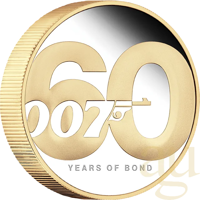 2 Unzen Silbermünze Tuvalu James Bond 60 Years of Bond 2022 proof teilvergoldet