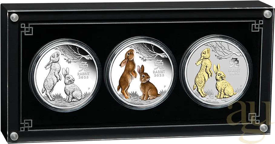 Silbermünze Australien Lunar III Hase 2023 - Trio Set