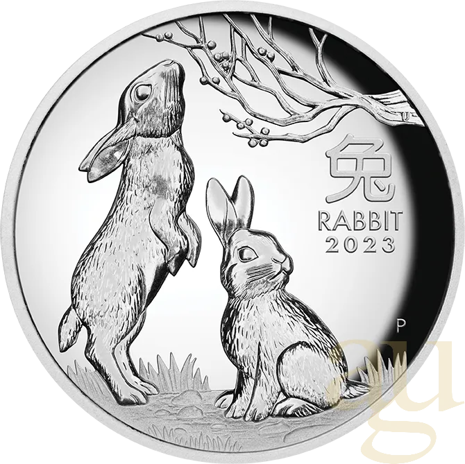 1 Unze Silbermünze Australien Lunar III Hase 2023 - polierte platte - High Relief