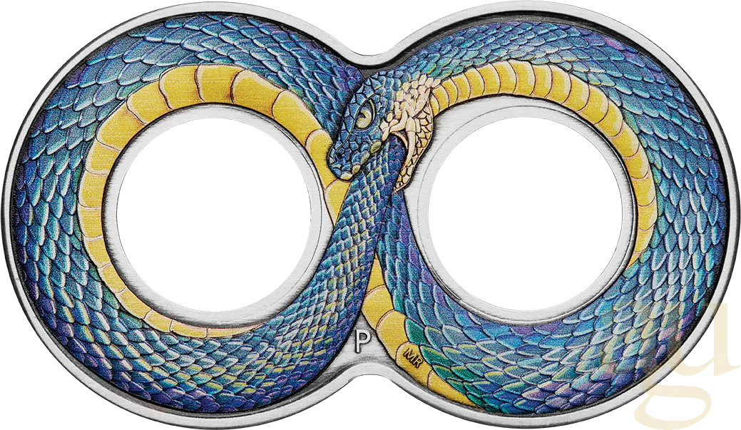 2 Unzen Silbermünze Australien Ouroboros 2022 - Antik Finish - coloriert