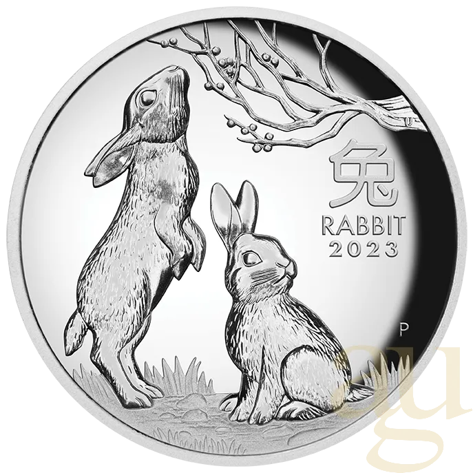 5 Unzen Silbermünze Australien Lunar III Hase 2023 polierte Platte - High Relief