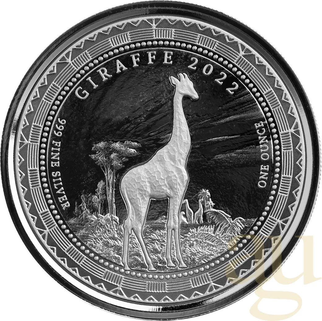 1 Unze Silbermünze Republic of Guinea Ecuatorial Giraffe 2022