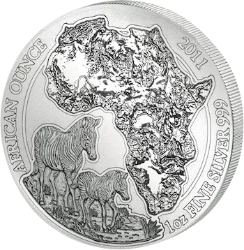 1 Unze Silbermünze Ruanda Zebra 2011
