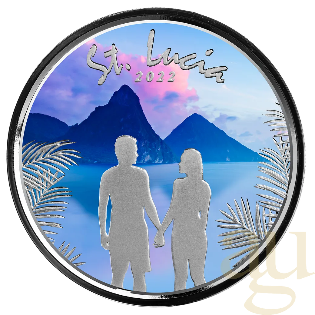 1 Unze Silbermünze EC8 St.Lucia - Couple 2022 coloriert