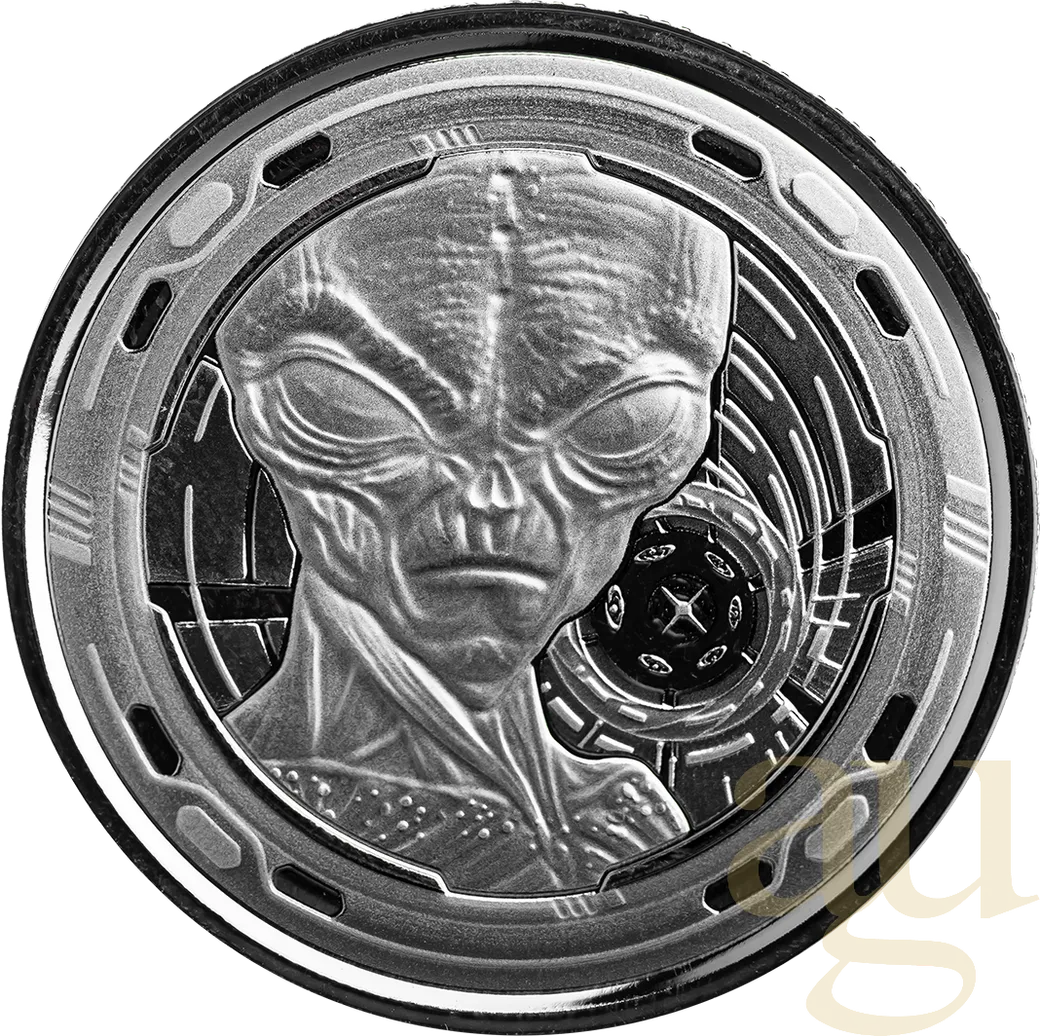 1/2 Unze Silbermünze Afrika Ghana Alien 2022