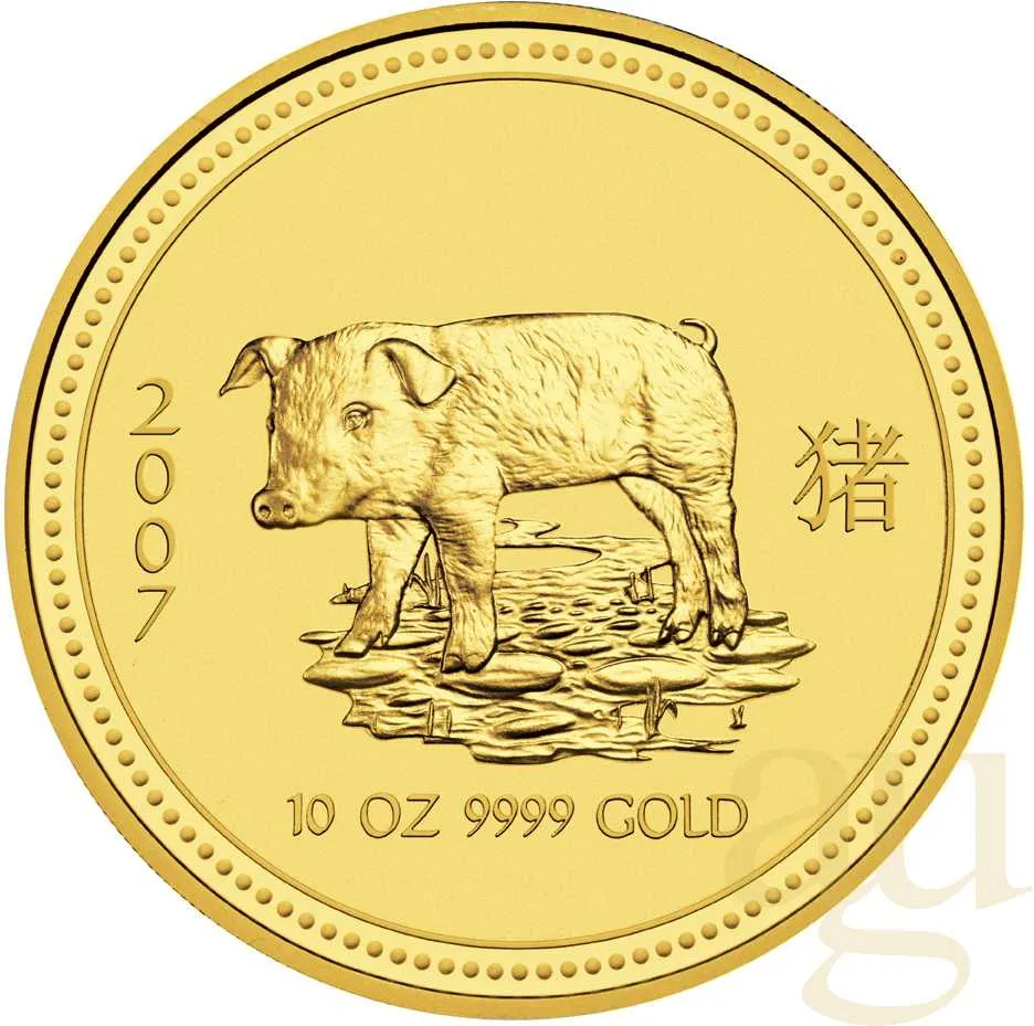 10 Unzen Goldmünze Australien Lunar I Schwein 2007