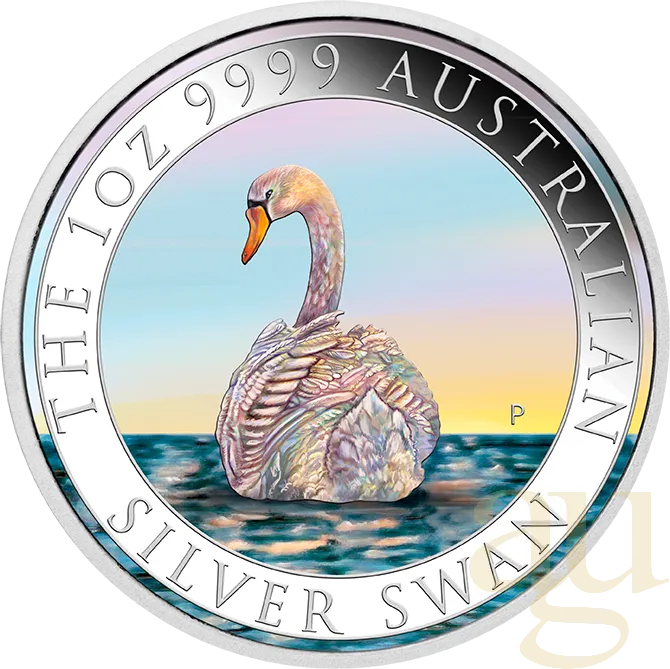 1 Unze Silbermünze Australien Schwan 2023 - coloriert