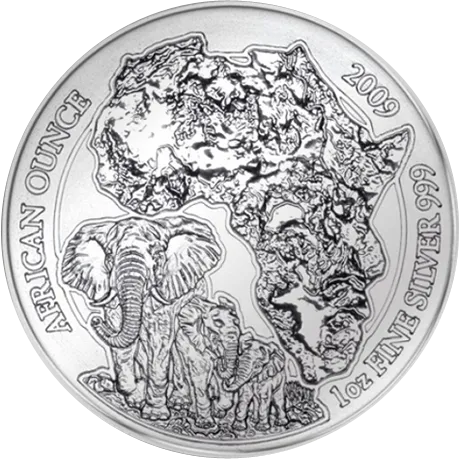 1 Unze Silbermünze Ruanda Elefant 2009