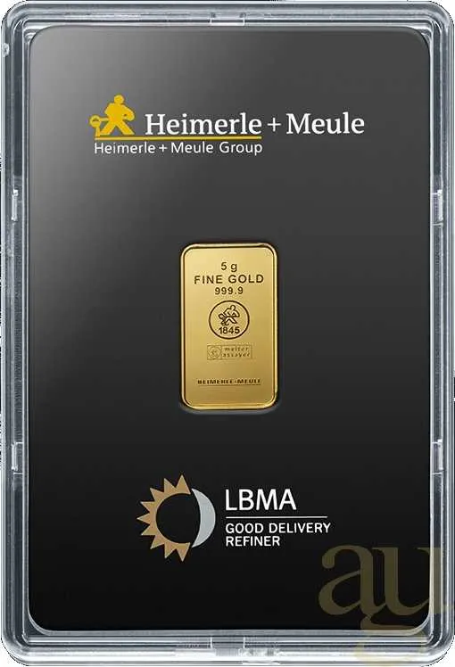 5 Gramm Goldbarren Heimerle + Meule