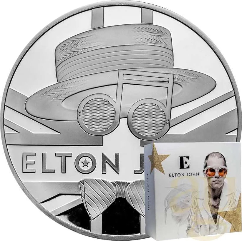 5 Unzen Silbermünze Music Legends - Elton John 2020 - polierte Platte